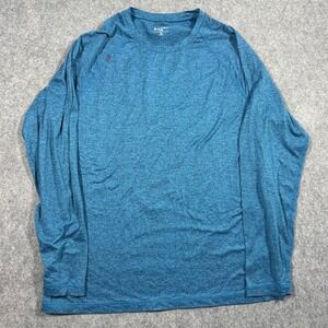 Rhone Reign Mens XL Long Sleeve Shirt Blue Heathered Athletic Performance Gym